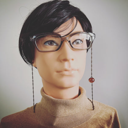 眼鏡チェーン ボタン オレンジ 男女兼用 TAMARUSAN