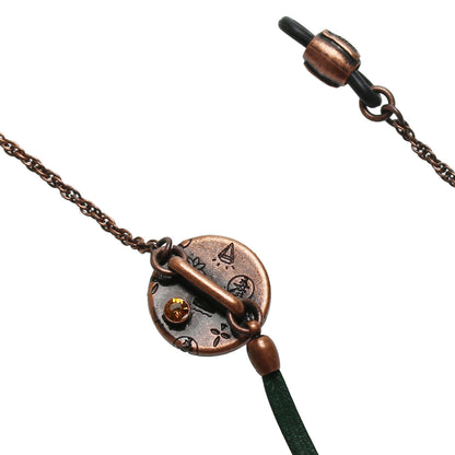 眼鏡チェーン 革紐 グリーン ボタン風 軽量 TAMARUSAN