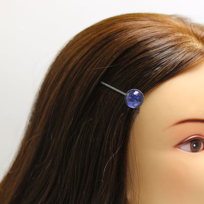 ヘアピン 青 丸 ボタン メンズ 高級ヘアピン