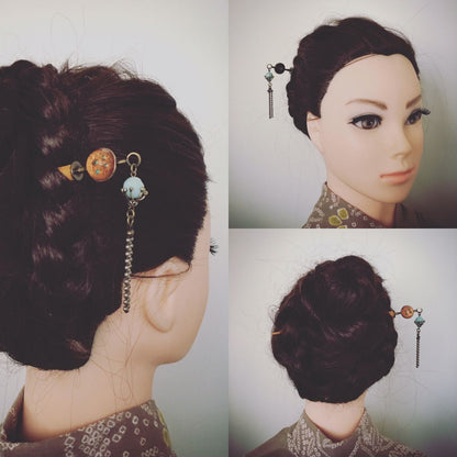 着せ替えかんざし 木製 オレンジ アマゾナイト 着せ替えかんざし