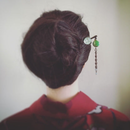 かんざし 水色 ボタン風 一本挿し TAMARUSAN