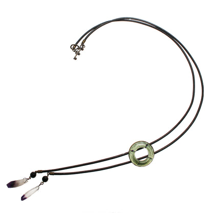 革紐ループタイ グレー アメジスト リング TAMARUSAN