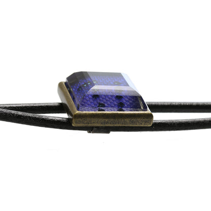 革紐ループタイ 青 ボタン風 メンズアクセサリー TAMARUSAN