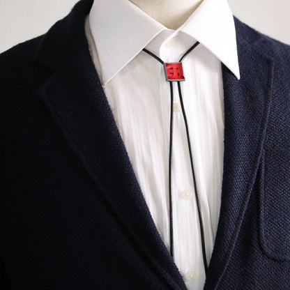 革紐ループタイ 赤 スクエア カジュアル ボタン TAMARUSAN