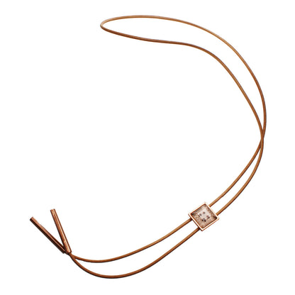 革紐ループタイ ベージュ ピンク 四角 ループタイ