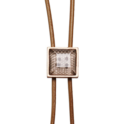 革紐ループタイ ベージュ ピンク 四角 ループタイ