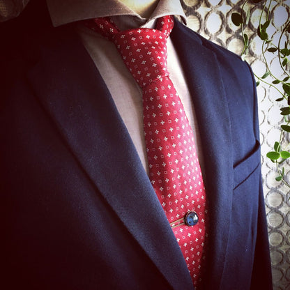 ネクタイピン 青 シンプル ボタン TAMARUSAN