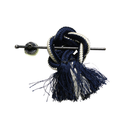 ミニかんざしバレッタ 紺 白 シルク キノコ TAMARUSAN