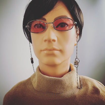 眼鏡チェーン 恐竜 紺 メンズ レディース 瑪瑙 TAMARUSAN