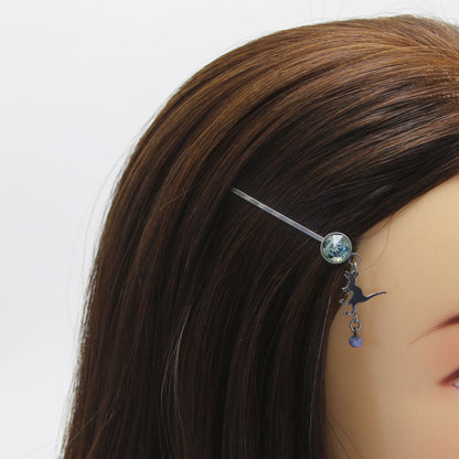 ヘアピン 恐竜 青 ソーダライト 高級ヘアピン