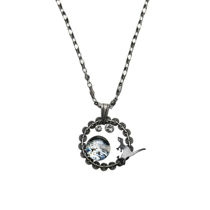 ネックレス 恐竜 青 銀粉 TAMARUSAN