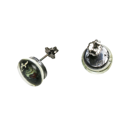 ピアス 恐竜 紺色 純銀粉 シンプル TAMARUSAN