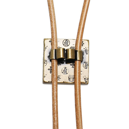 革紐ループタイ 恐竜 緑 ロングネックレス TAMARUSAN