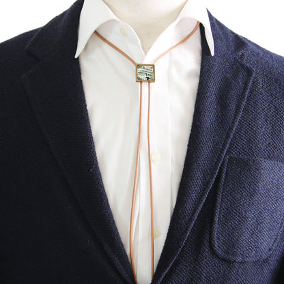 革紐ループタイ 恐竜 緑 ロングネックレス TAMARUSAN