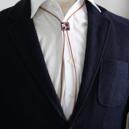 革紐ループタイ 恐竜 男女兼用 紫 カジュアル TAMARUSAN