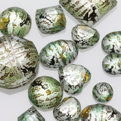 カフスボタン 恐竜 緑 金箔 男女兼用 カフスボタン