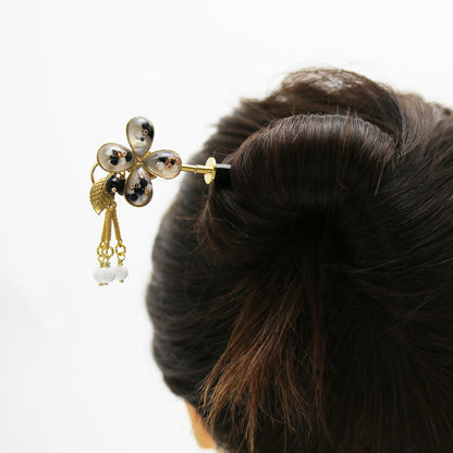 着せ替えかんざし 花 24金 オニキス 金色 TAMARUSAN