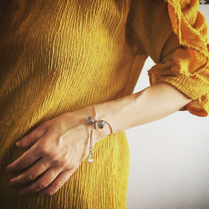 ブレスレット 蝶 24金 紫 アクアマリン アメジスト TAMARUSAN