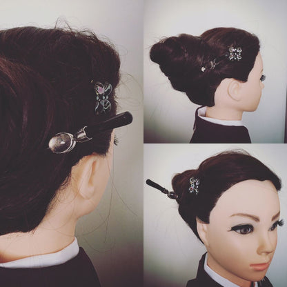 花 パッチン留め 黒 和装 贈り物 TAMARUSAN