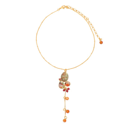 ゴールド ネックレス オレンジ ルビー 珊瑚 TAMARUSAN