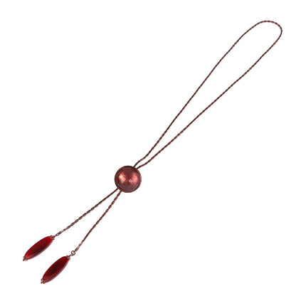 チェーンループタイ 赤 ホーン アンティーク風 TAMARUSAN