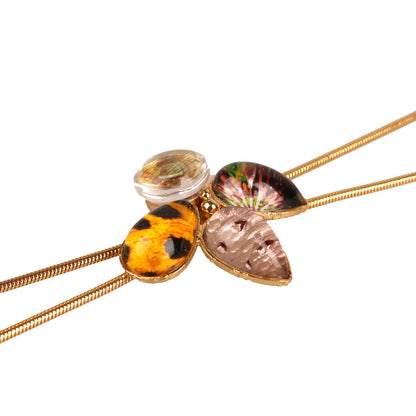 チェーンループタイ 花 24k チーター パンジー TAMARUSAN