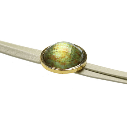 革紐ループタイ 氷雨 白革 グリーン TAMARUSAN