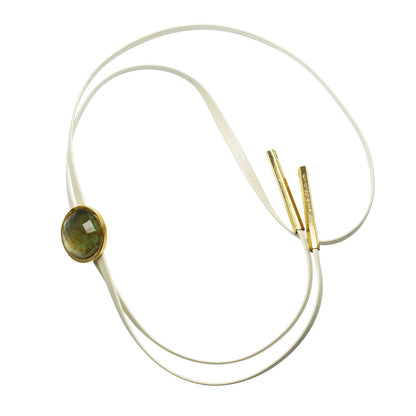 革紐ループタイ 氷雨 白革 グリーン TAMARUSAN