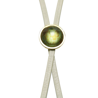 革紐ループタイ 氷雨 白革 グリーン TAMARUSAN