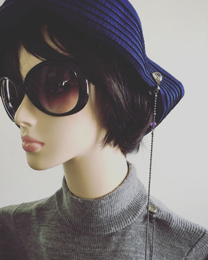 帽子留めクリップ アメジスト ハンミョウ 紫 古希 帽子留めクリップ