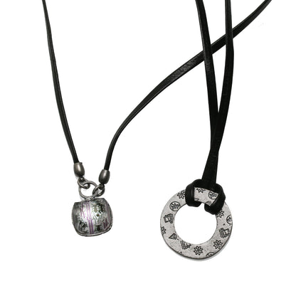 眼鏡ホルダー 革紐 グレー ハンミョウ ネックレス TAMARUSAN