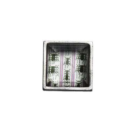 帯留め グレー ハンミョウ 四角 帯留め