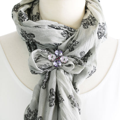 スカーフ留めネックレス ユリ 紫 2way TAMARUSAN