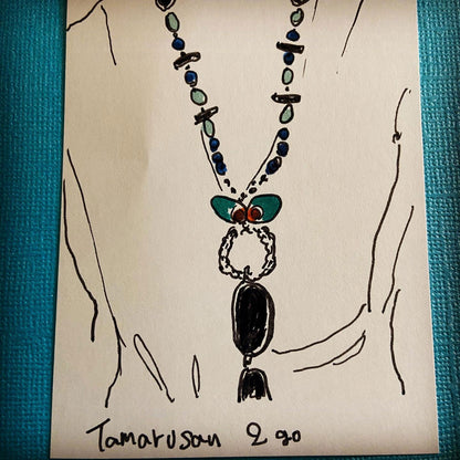 眼鏡ホルダー ネックレス 青 磁気入り ヘマタイト TAMARUSAN