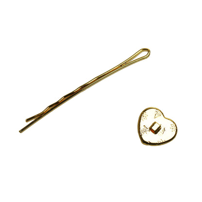 ヘアピン ハート ピンク ブルー ２４金 高級ヘアピン