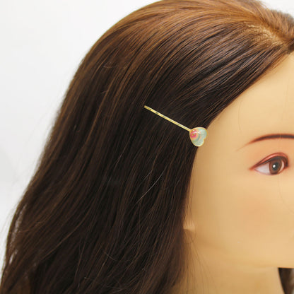 ヘアピン ハート ピンク ブルー ２４金 高級ヘアピン