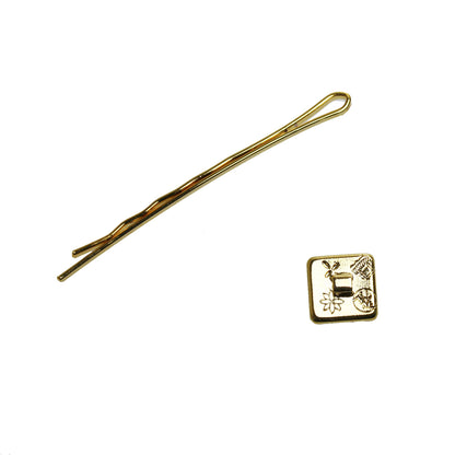 ヘアピン ピンク ブルー 炎 金 四角 高級ヘアピン