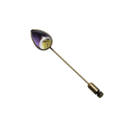 ハットピン ラペルピン 紫 炎 ジャケット飾り TAMARUSAN