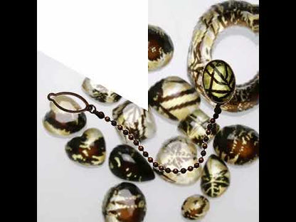 タイタックピン 楕円 茶色 シダ