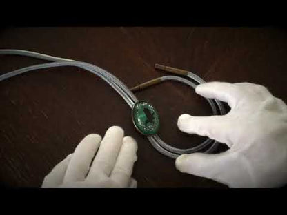 組紐ループタイ 正絹 鷲 緑 アンティーク調