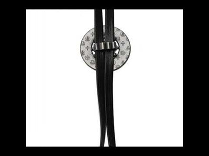 革紐ループタイ ユリ 青 男女兼用 クールビズ