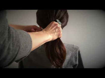 ヘアゴム バラ 和風 クローバー 白黒