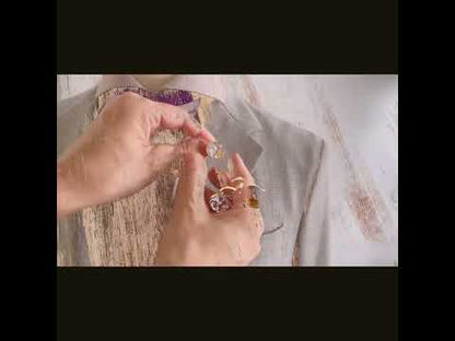 ピンブローチ ハート 水面  水色 黄緑 金