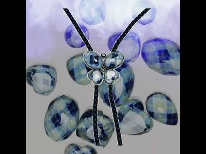 蝶 組紐ループタイ 青 アーガイル