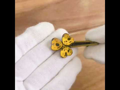 ネクタイピン チーター 花 クリップ 黄色