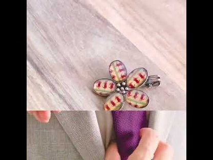 ストールクリップ カニ 赤 花