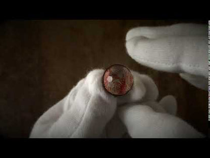 小さめ 帯留 オレンジ 渦巻き