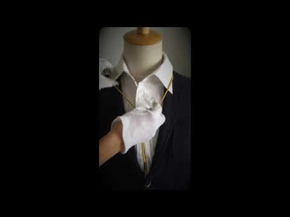 組紐ループタイ 三毛猫 黄 茶 黒 正絹