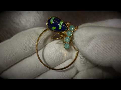 眼鏡ホルダーピンブローチ トンボ 青 ペリドット 老眼かけ サングラス