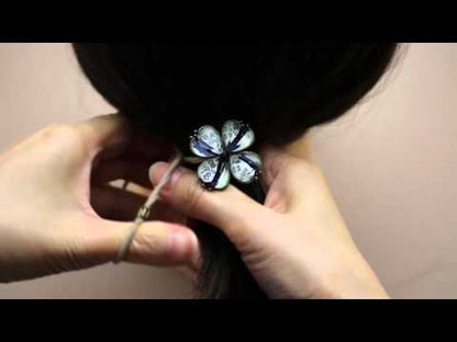 ヘアゴム バラ 和風 クローバー 白黒